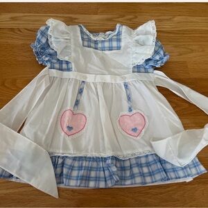 Vintage Mayfair Blue and White Plaid Dress with Sweet Heart Accents 12 months